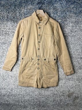 Free People Romper Womens XS Utility Coverall Jumpsuit Button Front Workwear